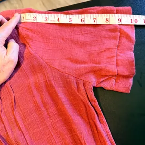 Perception Concept Women XL Mauve Red Pintuck V-Neck Roll Tab Sleeve Blouse thumbnail 5