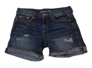 American Eagle Dark Denim Distressed Jean‎ Shorts Women’s Size 2 thumbnail 1