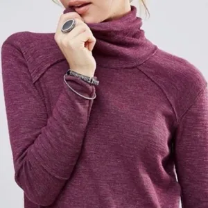 Free People Split Back‎ Turtleneck Small Marled Raglan Whimsical Grunge Emo Gobl thumbnail 10