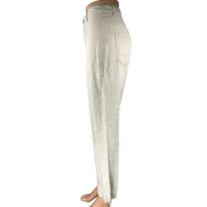 Reformation Women's Gray Linen High Waisted Straight Trousers Pants Size 2 thumbnail 2