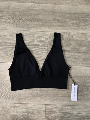 WeWoreWhat Black Knit V-Neck Bralette thumbnail 5