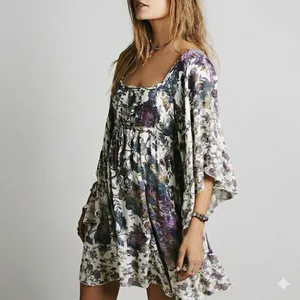 Free People Heart of‎ Gold Dress M Moody Floral Bell Sleeve Boho Whimsigoth Mini thumbnail 13