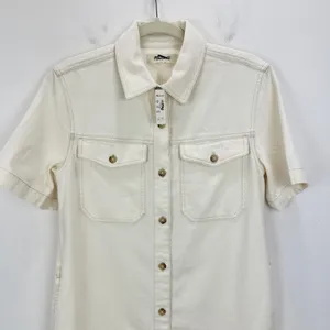 Madewell Denim Boxy Shirtdress Vintage Canvas White Relaxed Mini Small NWT thumbnail 8