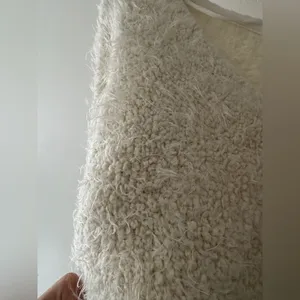 Free People Fuzzy‎ Soft Ivory V Neck Sweater thumbnail 6