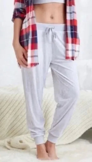 Aerie Light Gray Crushed Velvet Joggers Womens XS Lounge Pants Soft‎ Ribbed thumbnail 1
