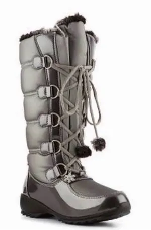 Sporto Womens Lisa Snow Boots Tall Quilted Lace Up Metallic‎ Gray Size 8 thumbnail 1
