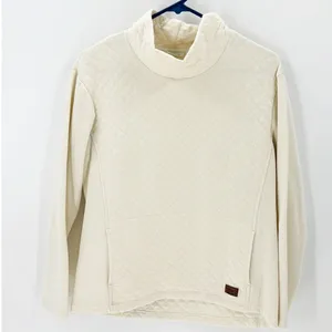 LL Bean Sweater size S Petite cream Pullover Outdoor Mock Neck quilted thumbnail 1