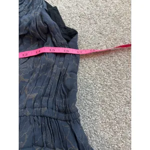 World Market Maxi Dress L/XL Blue Gold Floral Boho Crinkle Sleeveless Tiered thumbnail 5
