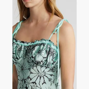 NWT Free People Retro Daisy Asymmetric Slipdress Large, BLACK COMBO thumbnail 6