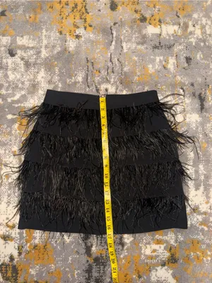 Gianni Bini GB black feather mini skirt size small thumbnail 4