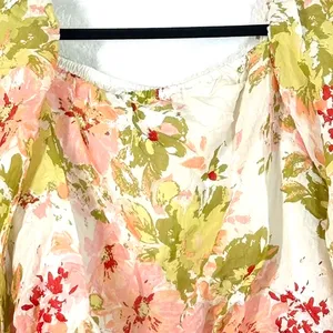 L Top Blouse Calypso St. Barth floral puff sleeve cropped Romantic Croquette thumbnail 4