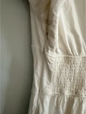 Maeve by Anthropologie Puff-Sleeve Corset Linen Midi Dress thumbnail 7