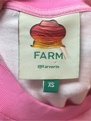Farm Rio Pink Organic Cotton Tie Dye Coconut Shoulder Pad Slouchy Graphic Tee XS thumbnail 8