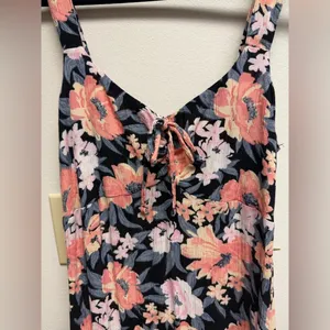 SO Floral Tie-Front Midi Dress Small Black Peach Floral Grunge Fairycore Boho thumbnail 7