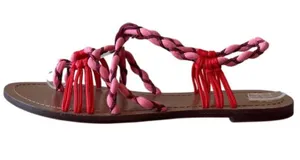 Tory Burch Paloma Sandals‎ Pink Braided Strappy Boho Size 10.5 thumbnail 1