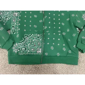 Edikted Green Bandana Paisley Print Zip Up Oversized Hoodie Size XS/S thumbnail 3