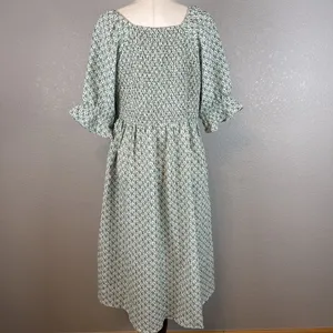 Love Olive Co Tuscany Midi Peasant Smocked Dress‎ XXL Floral Puff Sleeve Pockets thumbnail 5