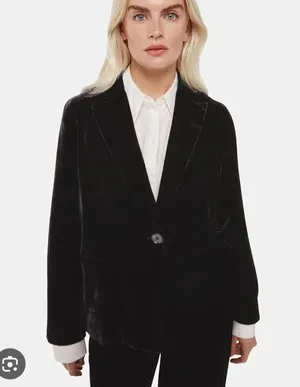 WHISTLES Black Velvet Oversized Blazer thumbnail 1