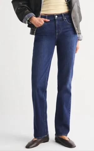 Abercrombie Dark Wash The 90’s Straight Mid Rise Jeans thumbnail 1