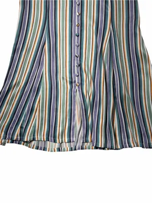 Maeve Anthropologie Freya Satin Multi Striped Midi Skirt Womens 4 thumbnail 4
