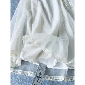 Vintage Gotham Gold Stripes‎ Ivory Lace Lingerie Robe Chiffon Puffy Sleeves thumbnail 14