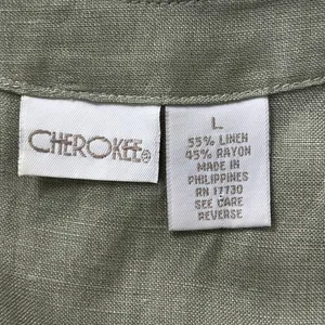 Cherokee Sage Green Linen Rayon Maxi Dress Tank Sleeveless Patch Pockets Large thumbnail 6