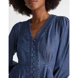 Madewell Denim Button Front Mini Dress Annandale Wash Blue Rigid US 10 NWT thumbnail 5