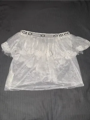 Anthropologie White Sheer Lace Tie-Front Bolero thumbnail 7
