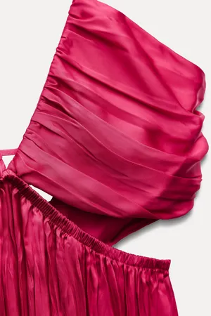 Zara dress maxi boho pleated satin flowy summer vacation wedding evening thumbnail 7