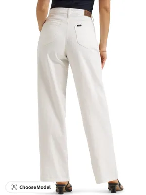 Lee white mid rise straight jeans size 14 thumbnail 2