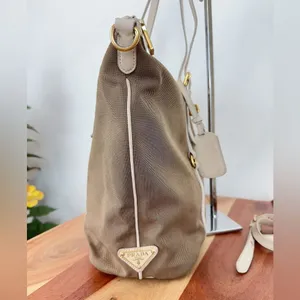 Pre-Owned Prada Beige/Brown Jacquard Logo Canvas‎ And Leather Top Handle thumbnail 5
