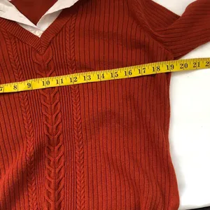 East 5th Y2K Preppy Office siren core Brown & white collared sweater shirt top blouse Long sleeve #minimalist dark academia thumbnail 6