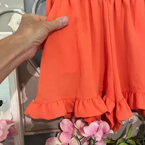Tyche Shorts Bloomer Elastic Waist Ruffle Womens Small Flirty Pumpkin Orange thumbnail 4
