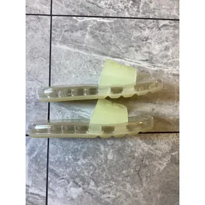 Tory Burch Bubble Jelly Slides Pale Lime Yellow Double T Logo Sandals Womens 7B thumbnail 2