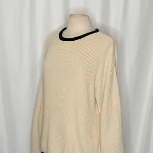 BALTIC BORN Beige‎ Ivory Black Pullover Sweater Rolled Edges Knitwear Large thumbnail 5