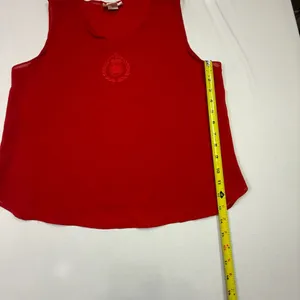 Diamond's U.S.A. Red Sleeveless Crest Embroidered Sheer Top Size Medium thumbnail 5