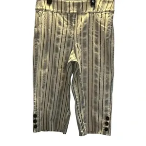 Lane Bryant The Laney Wide Leg Cropped Pant Cream Blue Striped size 16 Business thumbnail 2