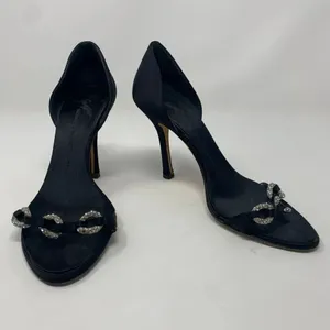 Giuseppe Zanotti Black Silk Sandals‎ w/ Rhinestones thumbnail 3