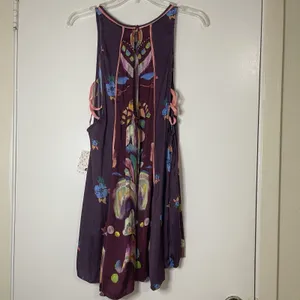 NEW! Free People Dream free wine floral swing tunic dress top size small thumbnail 6