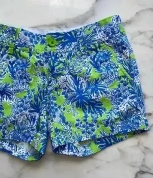 Lilly Pulitzer The Callahan Shorts in Limeade Floral Coral Patriot Shorts thumbnail 1