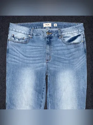 MISS ME Denim Crop Flare Jeans Light Wash Raw Hem Womens 32 x 26 Stretch M2190FL thumbnail 4