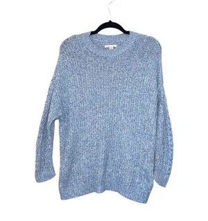 Blue & White Marled Tight Knit Oversized Sweater thumbnail 1