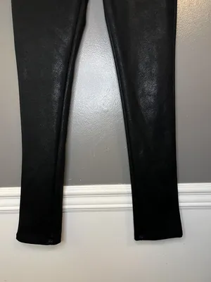 Chocolat Pants Womens Large Black Coated Ponte Skinny Faux Leather HP9429S thumbnail 3