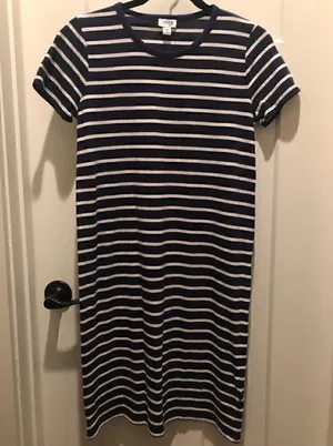 J Crew Navy / White Stripe T-Shirt Dress Size XS 100% Cotton Machine thumbnail 1