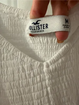 Hollister White Peasant Smocked V-Neck Babydoll Top thumbnail 2