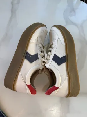 Dr. Scholl's White Sneakers with Navy Chevron and Red Heel thumbnail 6