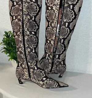 Gianni Bini Gray and Cream Over the Knee Boots thumbnail 1