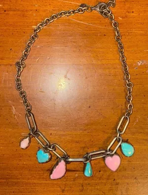 Turquoise and pink conch charm necklace thumbnail 1