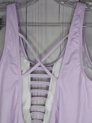 Aqua Eve Lattice Front Lilac One-Piece Y2K Style Swimsuit thumbnail 6
