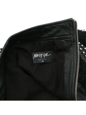 Nasty Gal Easy Rider Black Leather Embellished Fringe Mini Skirt XS thumbnail 6
